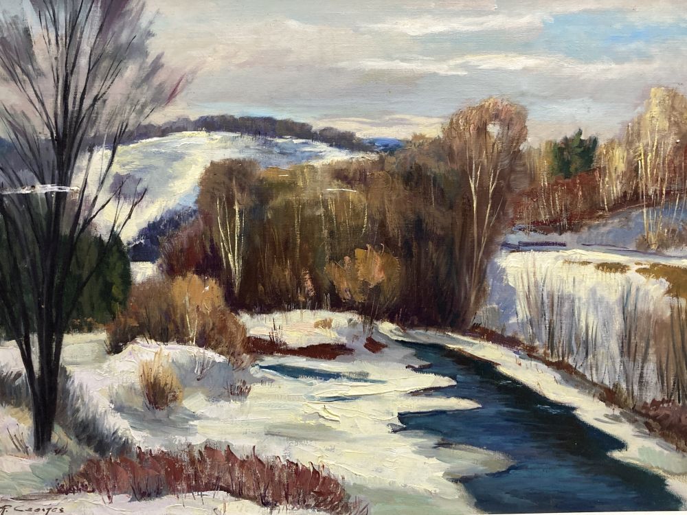 R. Georges, oil on canvas, Winter landscape, 50 x 70cm